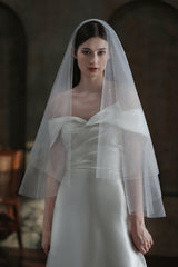 Two-tier Cut Edge Tulle Waist Veils with Sequin CV0312 - COCOMELODY