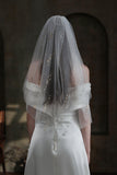 One-tier Cut Edge Tulle Waist Veils with Sequin CV0314 - COCOMELODY