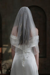 One-tier Cut Edge Tulle Waist Veils with Sequin CV0314 - COCOMELODY