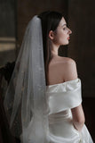 One-tier Cut Edge Tulle Waist Veils with Sequin CV0314 - COCOMELODY