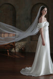 One-tier Cut Edge Tulle Chapel Veils with Pearls CV0318 - COCOMELODY