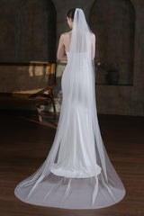One-tier Cut Edge Tulle Chapel Veils with Sequin CV0321 - COCOMELODY