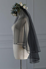 Two-tier Ribbon Edge Tulle Hip Veils with CV0344 - COCOMELODY