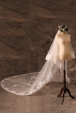 Two-tier Lace Edge Tulle Lace Cathedral Veils with Appliques CV0355 - COCOMELODY