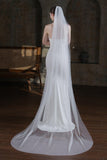 One-tier Cut Edge Tulle Cathedral Veils with Rhinestone CV0369 - COCOMELODY