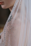 One-tier Cut Edge Tulle Cathedral Veils with Rhinestone CV0369 - COCOMELODY
