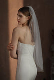 One-tier Pencil Edge Tulle Waist Veils with CV0375 - COCOMELODY