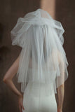 Three-tier Cut Edge Tulle Waist Veils with CV0377 - COCOMELODY