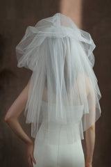 Three-tier Cut Edge Tulle Waist Veils with CV0377 - COCOMELODY