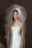 Three-tier Cut Edge Tulle Waist Veils with CV0377 - COCOMELODY