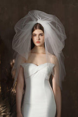 Three-tier Cut Edge Tulle Waist Veils with CV0377 - COCOMELODY