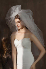 Three-tier Cut Edge Tulle Waist Veils with CV0377 - COCOMELODY