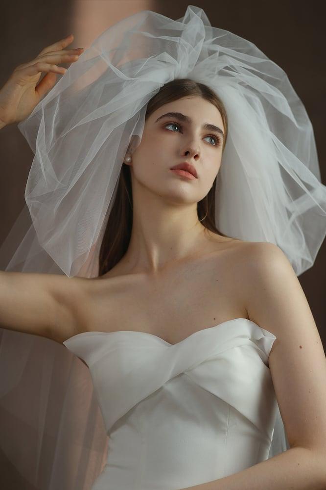 Three-tier Cut Edge Tulle Waist Veils with CV0377 - COCOMELODY
