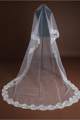 One-tier Lace Edge Lace Tulle Waist Veils with CV0378 - COCOMELODY