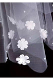 One-tier Cut Edge Tulle Waist Veils with Flower Pearls CV0384 - COCOMELODY