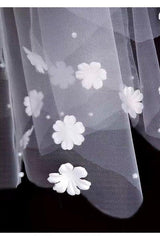 One-tier Cut Edge Tulle Waist Veils with Flower Pearls CV0384 - COCOMELODY