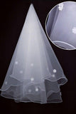 One-tier Pencil Edge Tulle Waist Veils with Flower CV0387 - COCOMELODY
