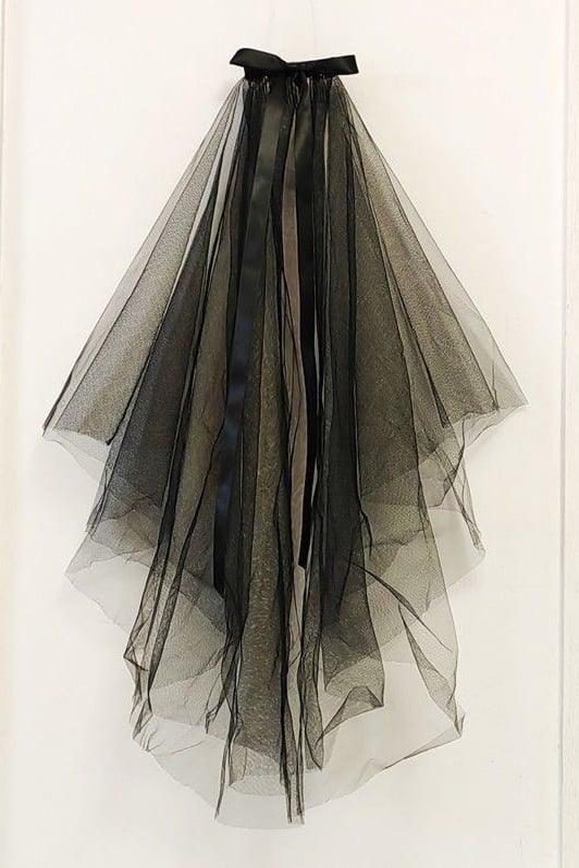 Two-tier Cut Edge Tulle Elbow Veils with Bow CV0390 - COCOMELODY