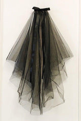 Two-tier Cut Edge Tulle Elbow Veils with Bow CV0390 - COCOMELODY