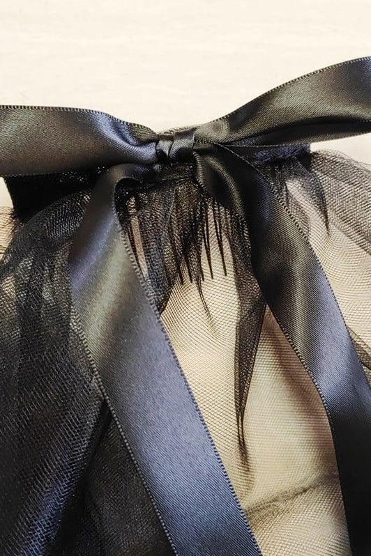 Two-tier Cut Edge Tulle Elbow Veils with Bow CV0390 - COCOMELODY