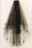 Two-tier Cut Edge Tulle Elbow Veils with Bow CV0392 - COCOMELODY