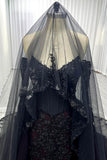 One-tier Lace Edge Tulle Chapel Veils with Appliques Beading CV0396 - COCOMELODY