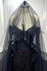One-tier Lace Edge Tulle Chapel Veils with Appliques Beading CV0396 - COCOMELODY