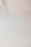 One-tier Lace Edge Tulle Chapel Veils with Appliques CV0402