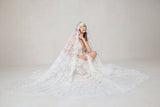 One-tier Tulle Chapel Veils with Appliques CV0403