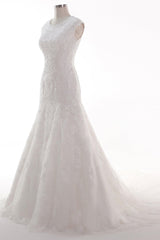 Trumpet-Mermaid Chapel Train Tulle Lace Wedding Dress CW2454 - COCOMELODY