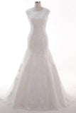 Trumpet-Mermaid Chapel Train Tulle Lace Wedding Dress CW2454 - COCOMELODY