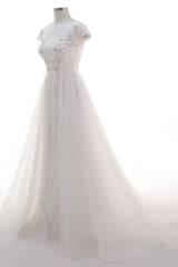 A-Line Court Train Tulle Wedding Dress CW2456 - COCOMELODY