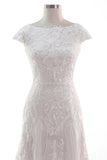 Sheath-Column Sweep Train Tulle Lace Wedding Dress CW2457 - COCOMELODY