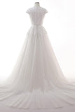 A-Line Court Train Tulle Lace Wedding Dress CW2458 - COCOMELODY