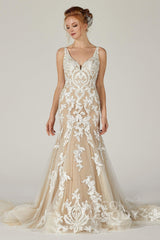 Trumpet-Mermaid Court Train Tulle Wedding Dress CW2123CR - COCOMELODY