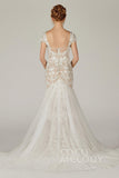 Trumpet Court Train Lace Knitted Fabric Wedding Dress CW2129CR - COCOMELODY