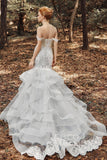 Trumpet Court Train Tulle Elastic Satin Wedding Dress CW2138CR - COCOMELODY