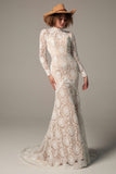 Trumpet-Mermaid Court Train Lace Wedding Dress CW2222 - COCOMELODY