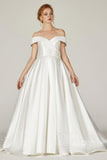 A-Line Court Train Mikado Wedding Dress CW2289 - COCOMELODY