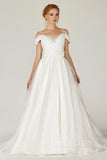 A-Line Court Train Organza and Satin Wedding Dress CW2291 - COCOMELODY
