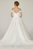 A-Line Court Train Organza and Satin Wedding Dress CW2291 - COCOMELODY