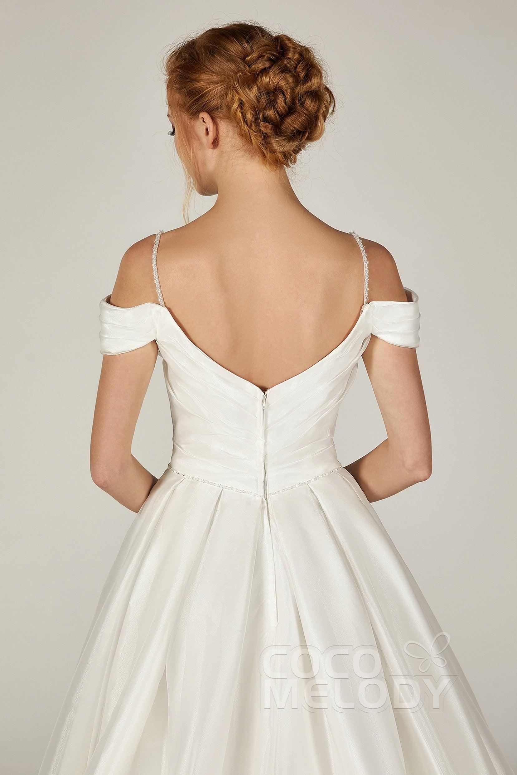 A-Line Court Train Organza and Satin Wedding Dress CW2291 - COCOMELODY