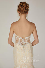 Trumpet-Mermaid Chapel Train Tulle Wedding Dress CW2298CR - COCOMELODY