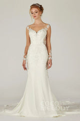 Trumpet-Mermaid Chapel Train Satin Wedding Dress CW2302 - COCOMELODY