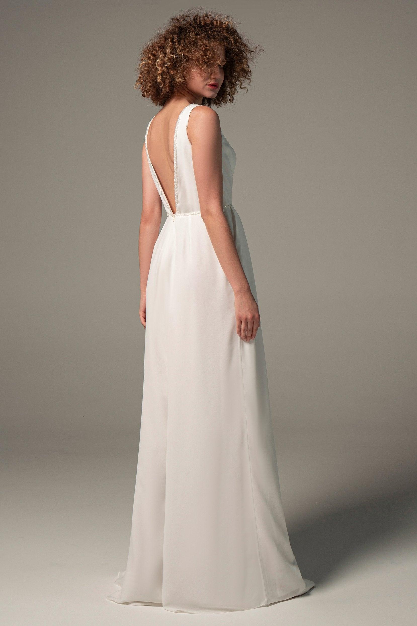 Floor Length Chiffon Wedding Jumpsuit CW2353 - COCOMELODY