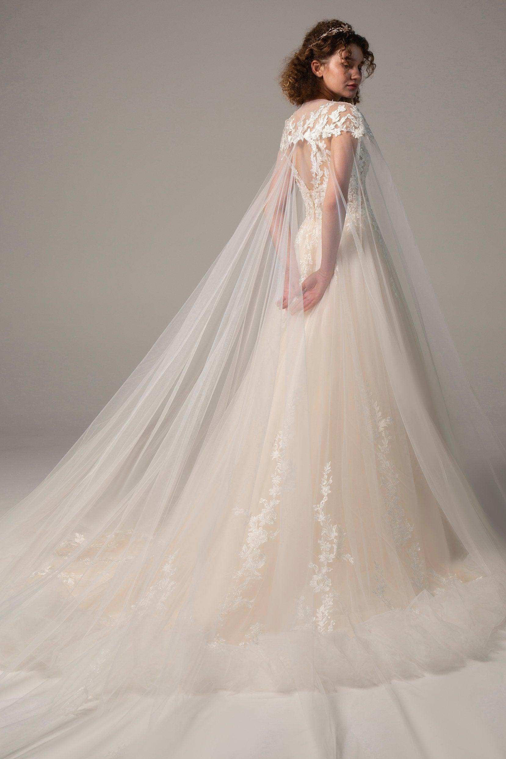 A-Line Court Train Tulle Wedding Dress CW2359 - COCOMELODY