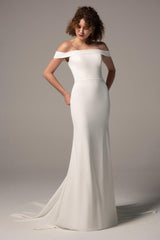 Trumpet-Mermaid Court Train Knitted Fabric Wedding Dress CW2366 - COCOMELODY