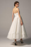 A-Line Ankle Length Tulle Wedding Dress CW2392 - COCOMELODY