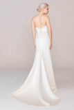 Trumpet-Mermaid Sweep-Brush Train Satin Wedding Dress CW2423CR - COCOMELODY