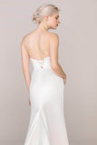 Trumpet-Mermaid Sweep-Brush Train Satin Wedding Dress CW2423CR - COCOMELODY